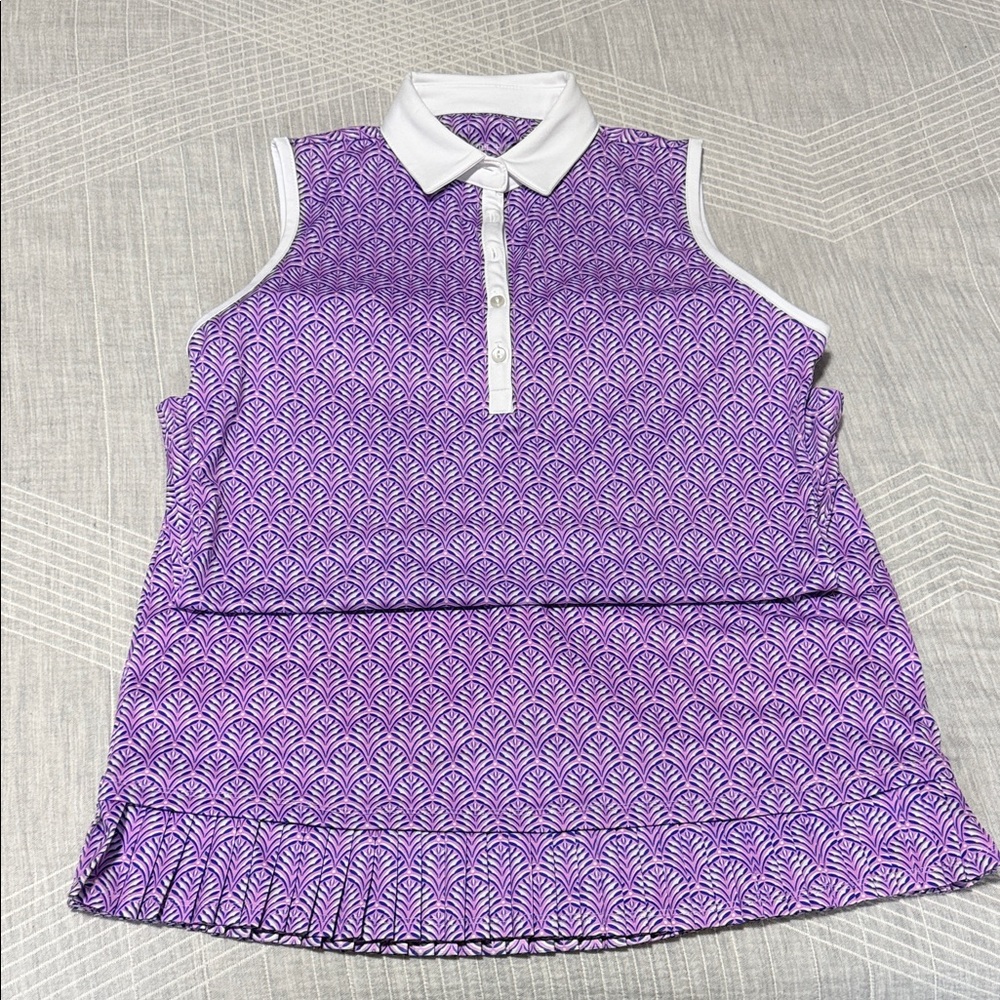 Sport Haley Purple Sleeveless Polo with White Collar